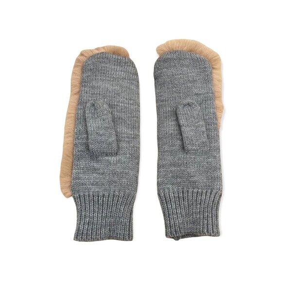 Hatley Heritage Canada Women’s Grey Knit Faux Fur Mittens Gloves - Picture 3 of 10